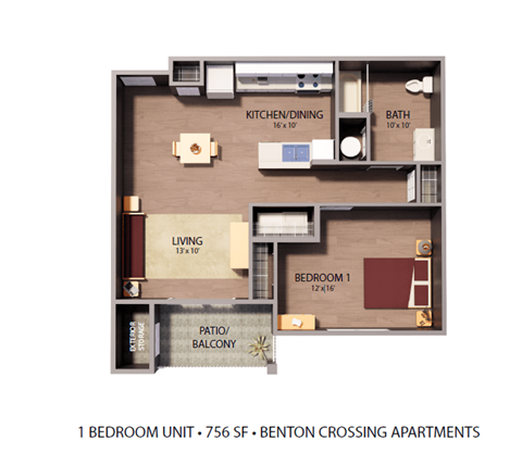 the heights floor plan  1 bedroom unit  185 ft  bennington crossing apartments